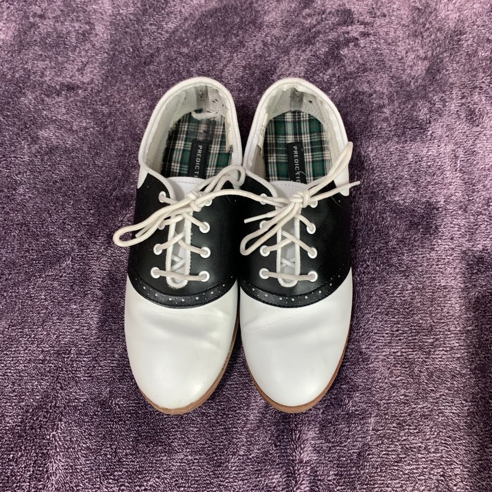 Women's Two-Tone Saddle Shoes - White & Black